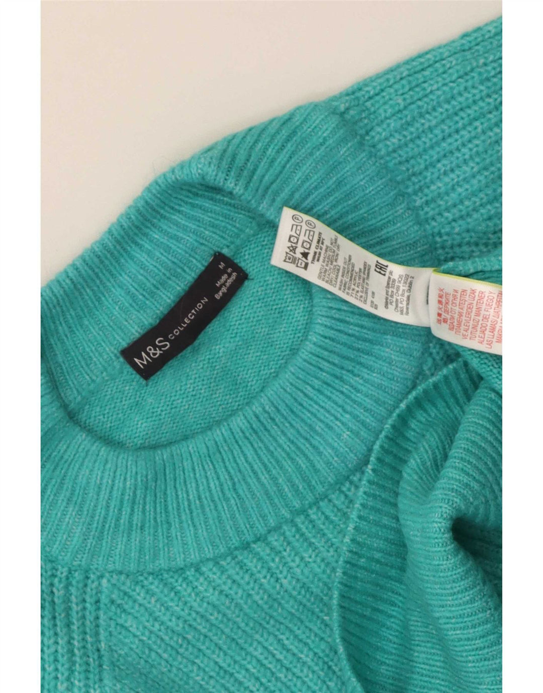 Maglione maglione girocollo da donna Marks & Spencer UK 14 Acrilico blu medio