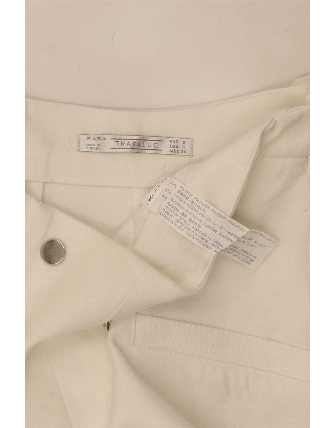 Pantaloni caldi a vita alta Trafaluc da donna Zara piccoli W26 poliestere bianco