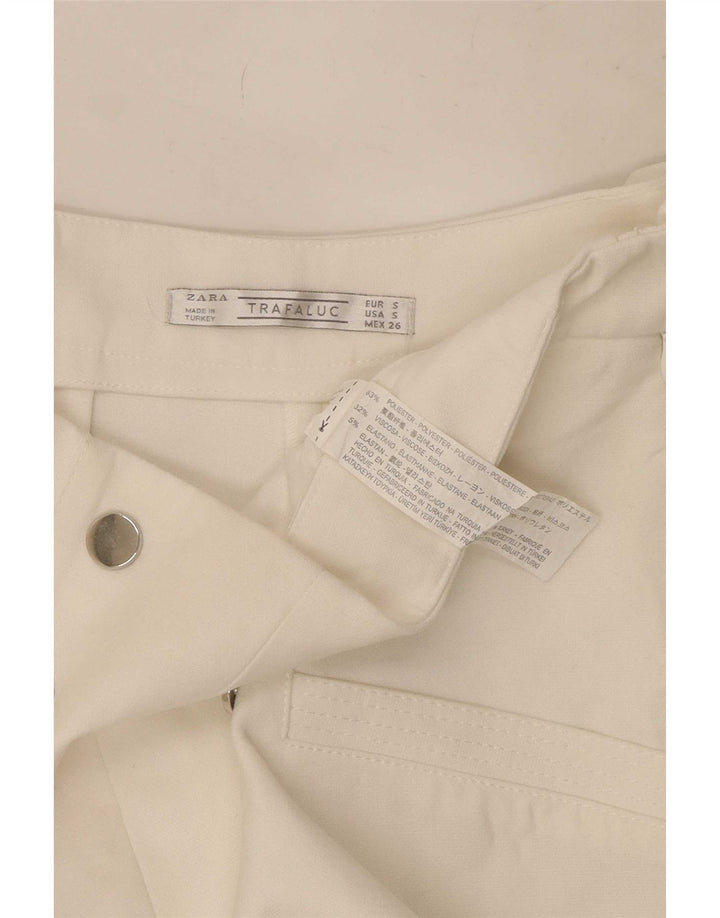 Pantaloni caldi a vita alta Trafaluc da donna Zara piccoli W26 poliestere bianco