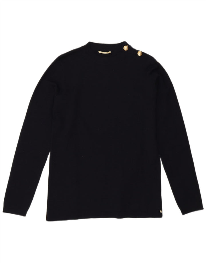 Maglione maglione da donna con collo a bottoni Gas UK 10 piccolo blu navy