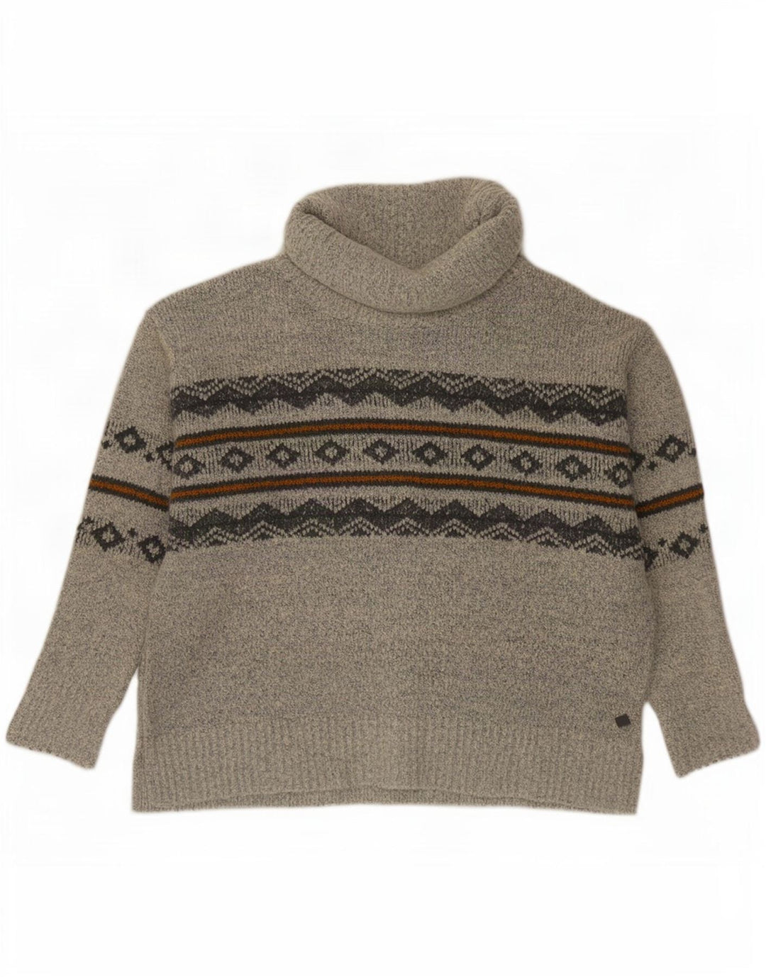 Maglione maglione collo alto da donna Weird Fish UK 14 Large Grey Fair Isle