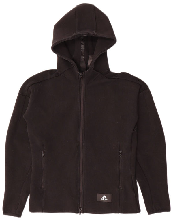 Maglione con cappuccio e zip da donna Adidas UK 12/14 Cotone nero medio
