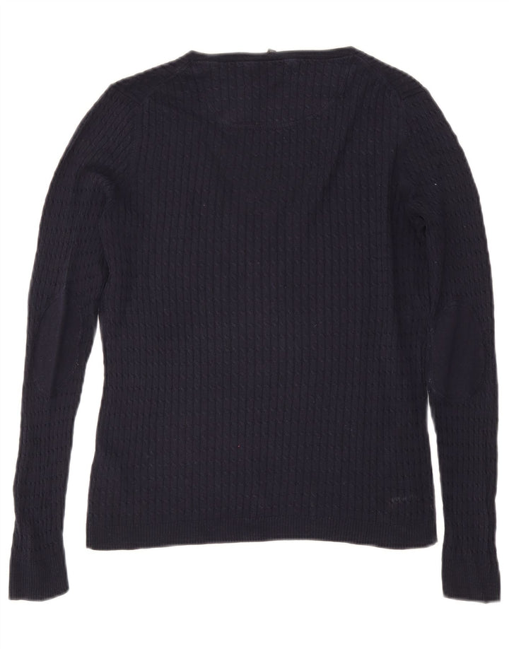 Massimo Dutti Maglione da donna con scollo a V UK 14 Large Blu Navy Seta