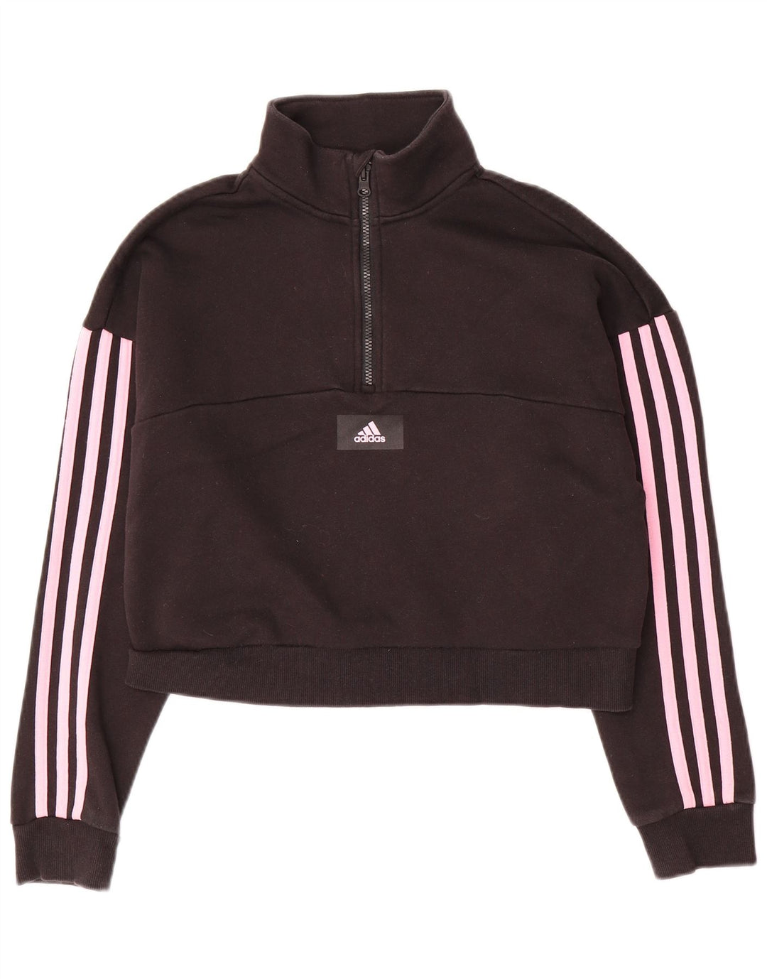 Felpa corta ADIDAS per bambina, vestibilità ampia, 12-13 anni, cotone nero