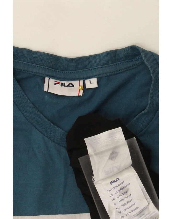 T-shirt grafica da uomo Fila Top grande in cotone color block multicolore