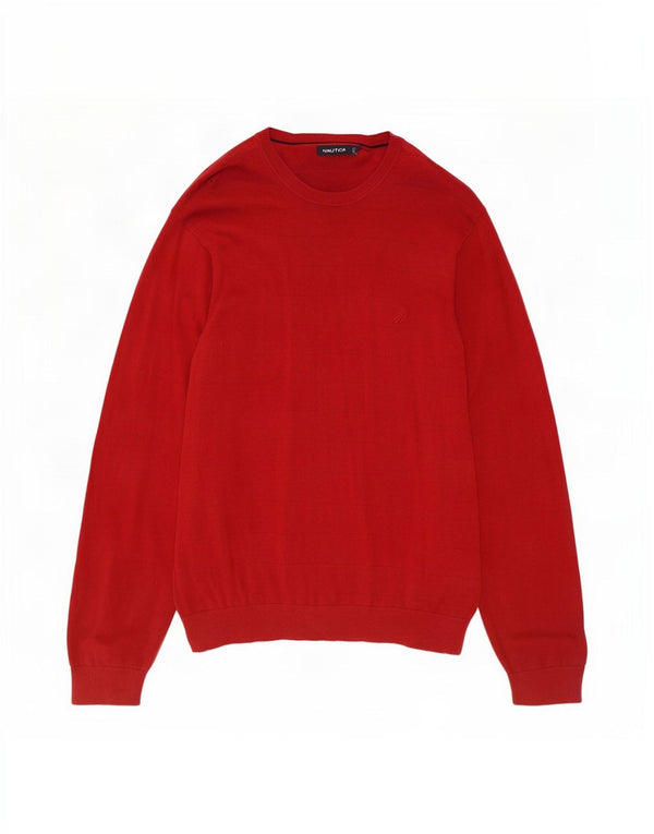Maglione maglione girocollo da uomo Nautica, cotone a righe rosse grandi