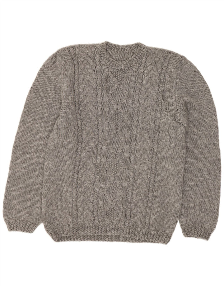 Maglione vintage da uomo girocollo grigio medio