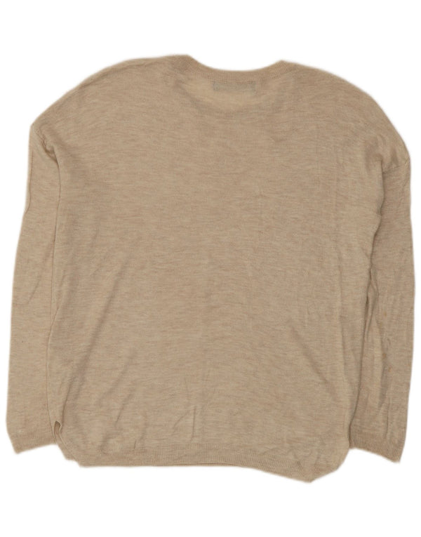 Maglione maglione girocollo da donna Marks & Spencer UK 10 piccolo viscosa beige