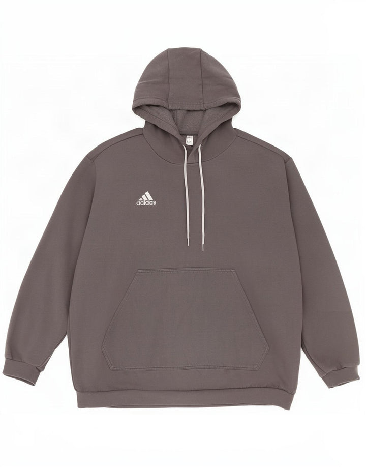 Felpa con cappuccio da uomo Adidas 2XL in cotone grigio