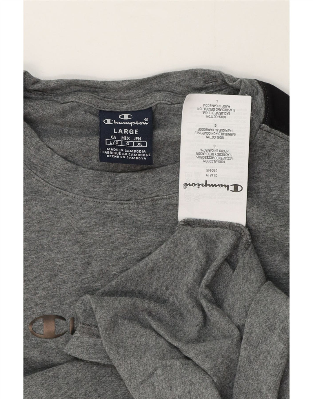 Champion Top grafico da uomo a maniche lunghe in cotone color block grigio grande