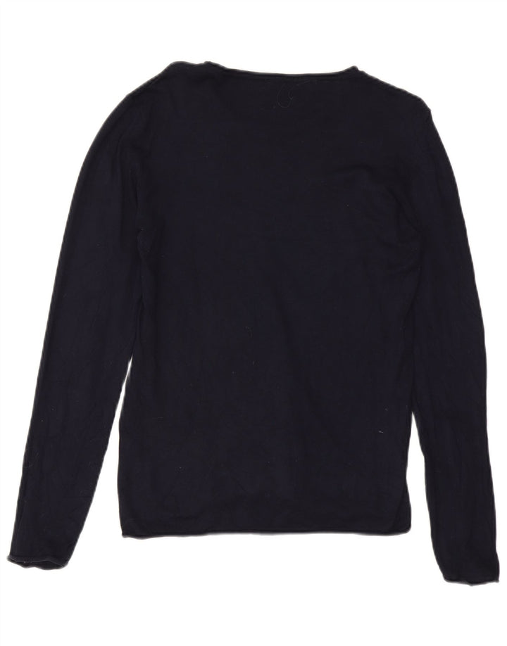 Top Zara da donna a maniche lunghe UK 18 XL in viscosa blu navy