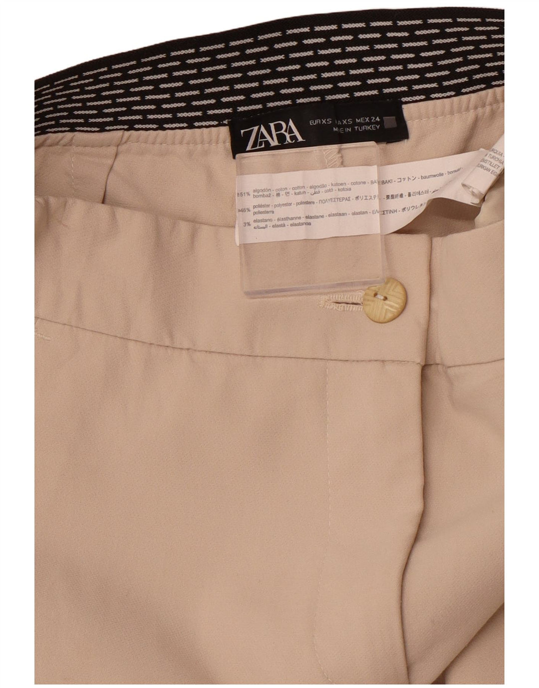 Pantaloni Chino affusolati da Donna ZARA XS W24 L26 Cotone Beige