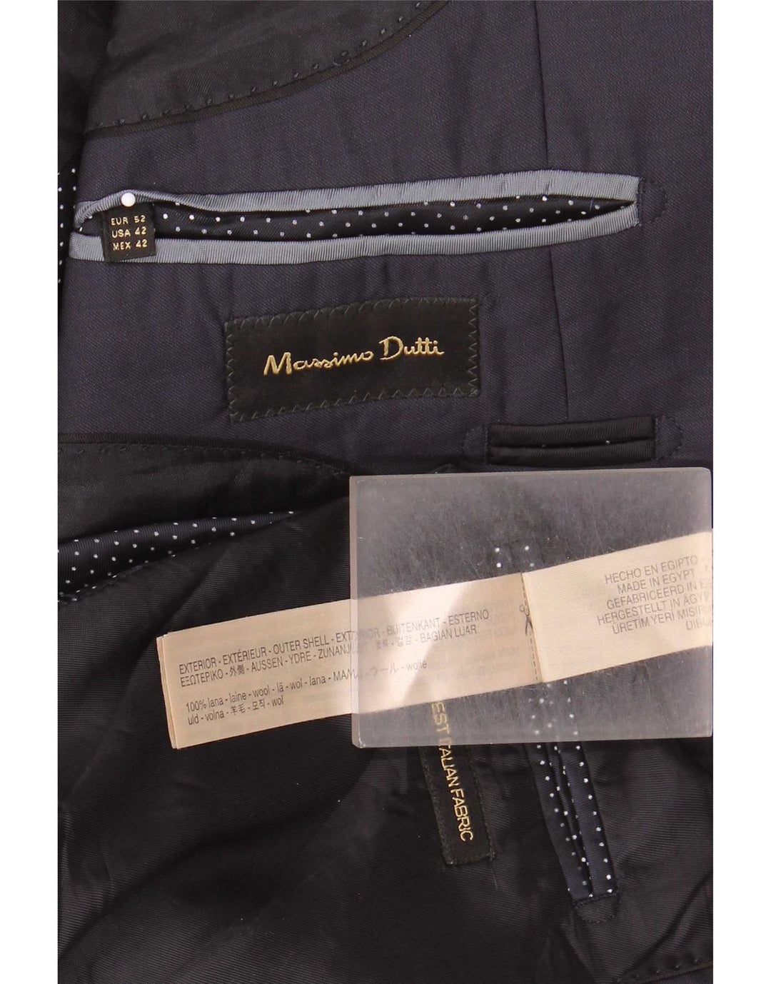 Giacca blazer da uomo a 2 bottoni Massimo Dutti EU 52 Large in lana blu navy