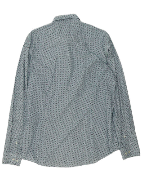 Camicia slim fit da uomo Calvin Klein taglia 42 16 1/2 grande cotone maculato blu