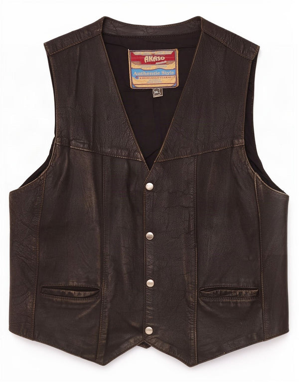 Gilet in pelle da donna Akaso UK 18 XL Nero
