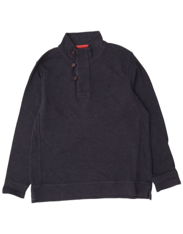 Maglione da uomo con collo abbottonato Fat Face XL in cotone blu navy classico