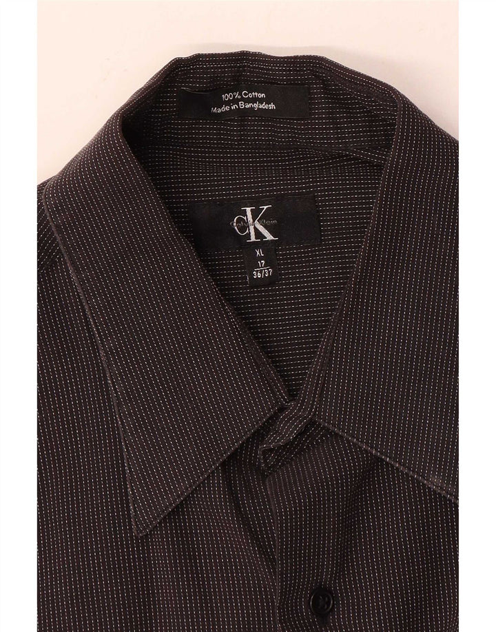 Camicia da uomo Calvin Klein taglia 17 XL cotone a righe grigie