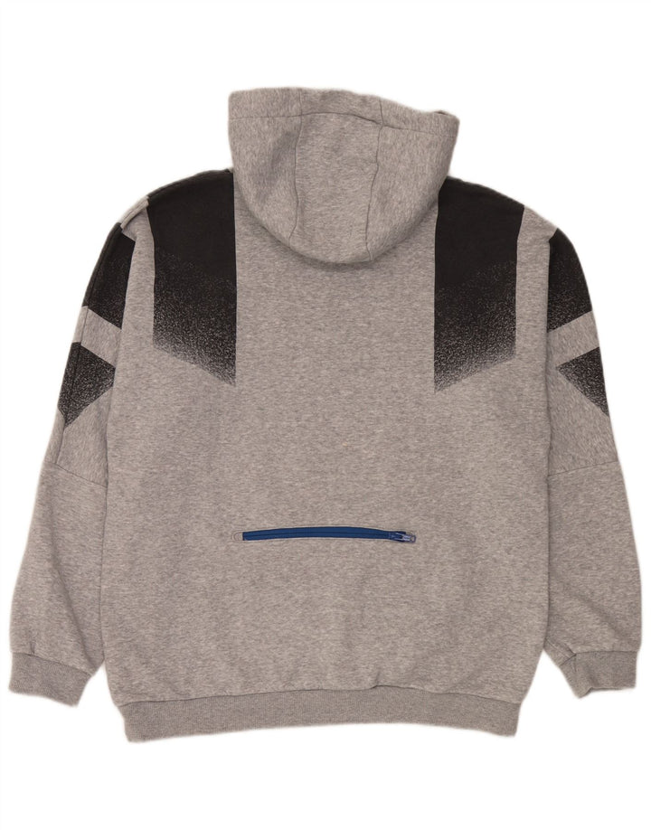 Felpa con cappuccio da uomo Adidas in cotone color block grigio medio