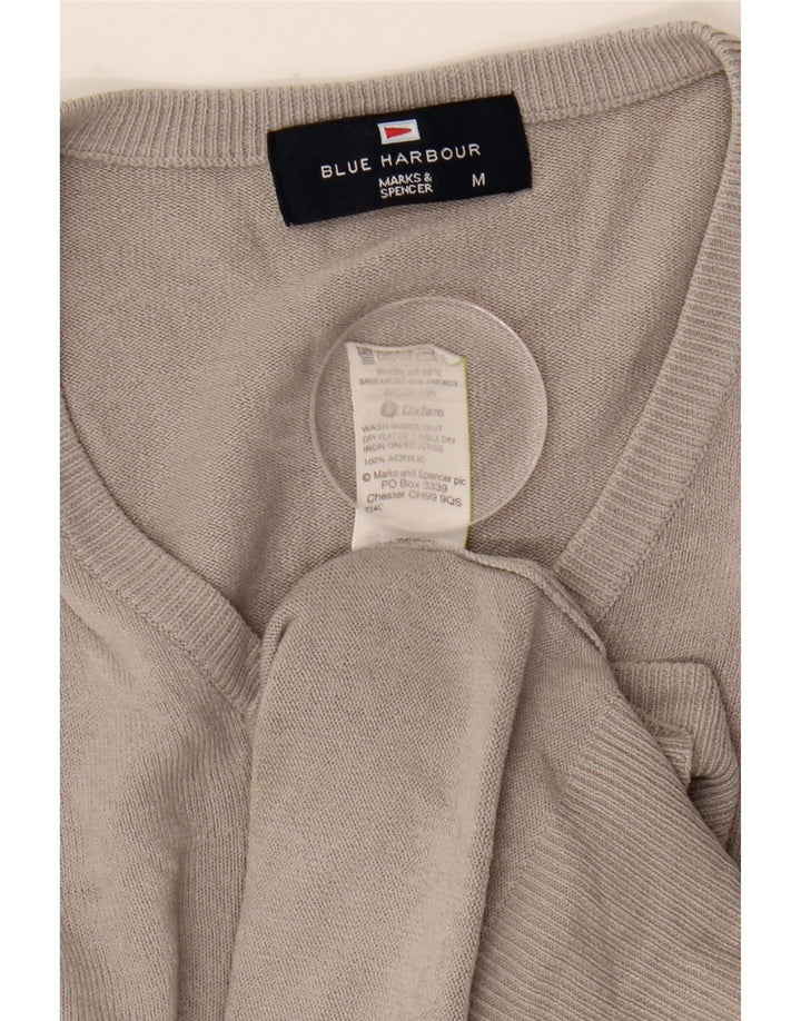 Maglione da uomo con scollo a V blu Harbour Marks & Spencer in acrilico grigio medio