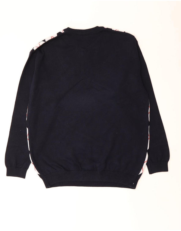 Maglione maglione girocollo da uomo Lacoste taglia 6 XL blu navy a rombi/diamante