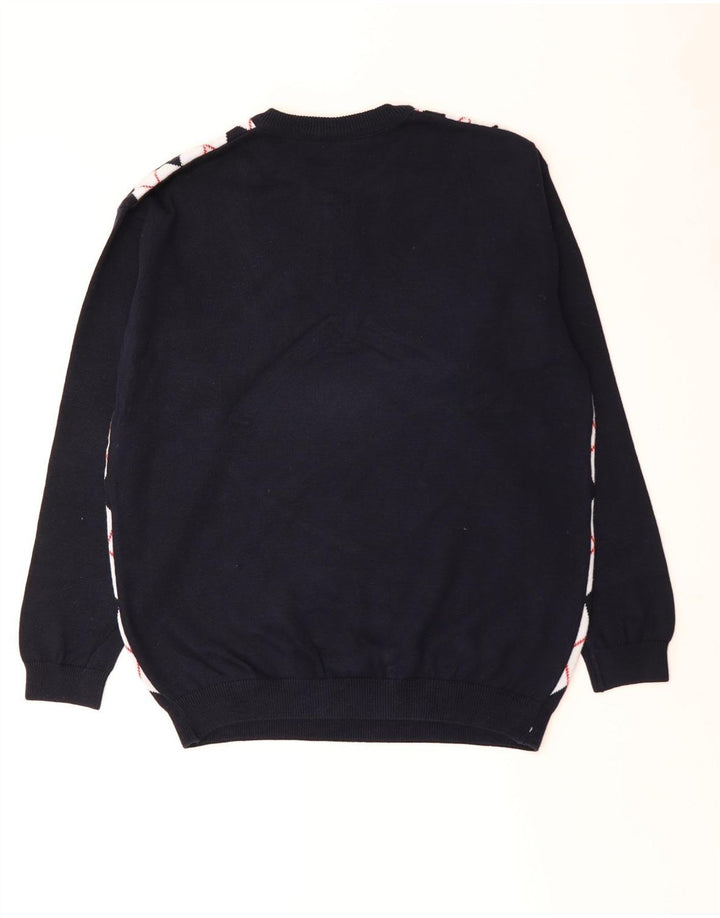 Maglione maglione girocollo da uomo Lacoste taglia 6 XL blu navy a rombi/diamante