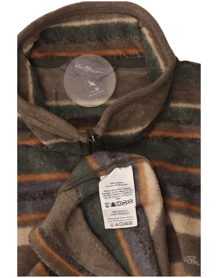 EDDIE BAUER Maglione in pile da uomo con zip e collo medio a righe multicolore