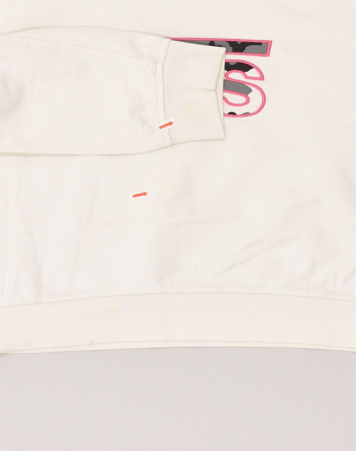 VANS Womens Oversized Crop Hoodie Jumper UK 16 Large White Cotton | Vintage Vans | Thrift | Second-Hand Vans | Used Clothing | Messina Hembry 