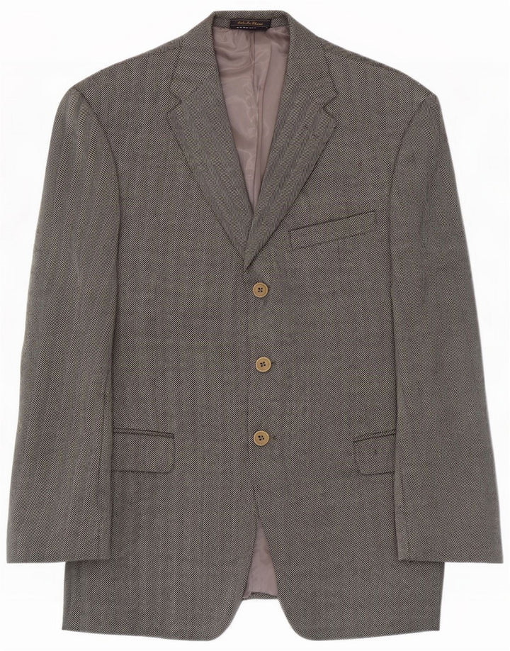 Tommy Hilfiger Uomo Giacca blazer a 3 bottoni UK 40 Large Grey Herringbone