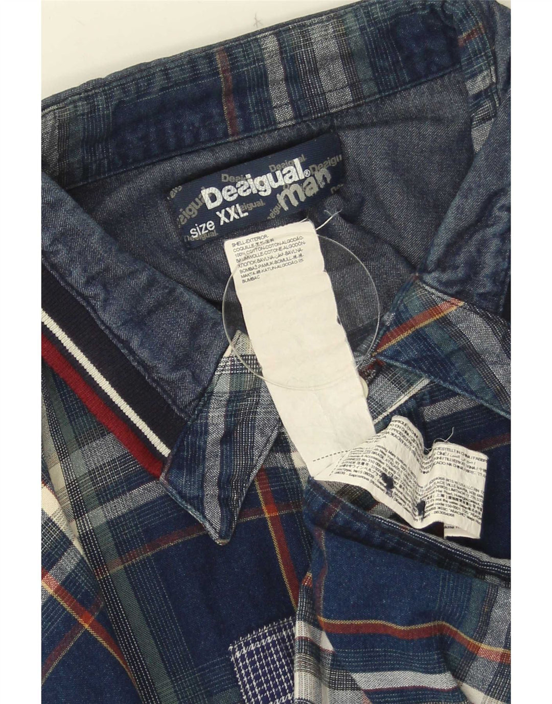 Camicia Desigual da uomo 2XL in cotone a quadri blu navy