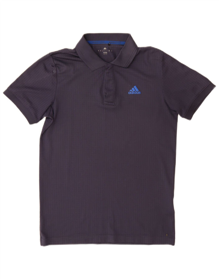 Polo Adidas Climalite da uomo piccola in poliestere blu navy