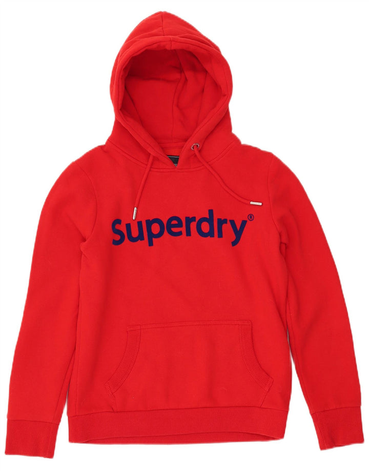 Maglione con cappuccio grafico da donna SUPERDRY UK 12 Cotone rosso medio