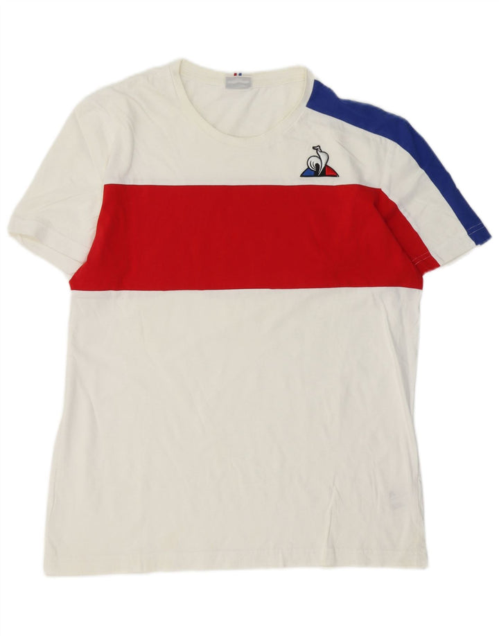 T-shirt da uomo LE COQ SPORTIF Top in cotone color block bianco medio