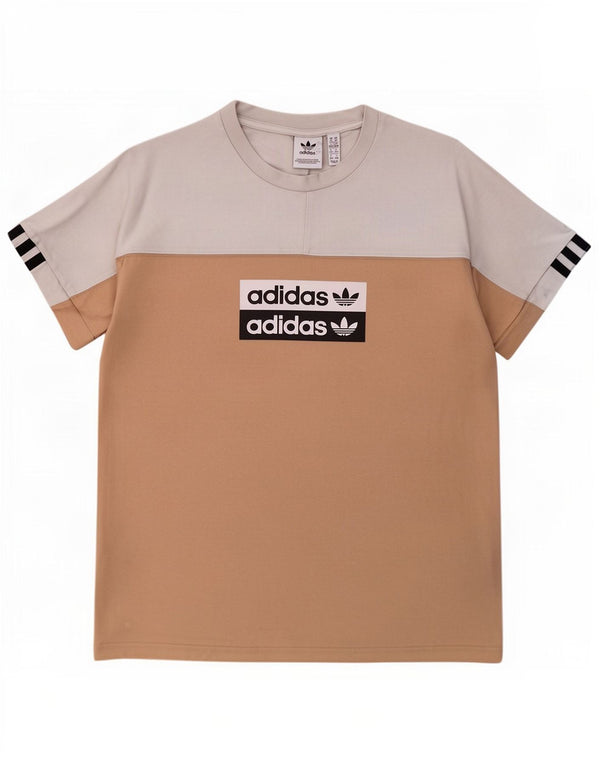 T-shirt grafica da donna Adidas Top UK 14 cotone color block bianco medio