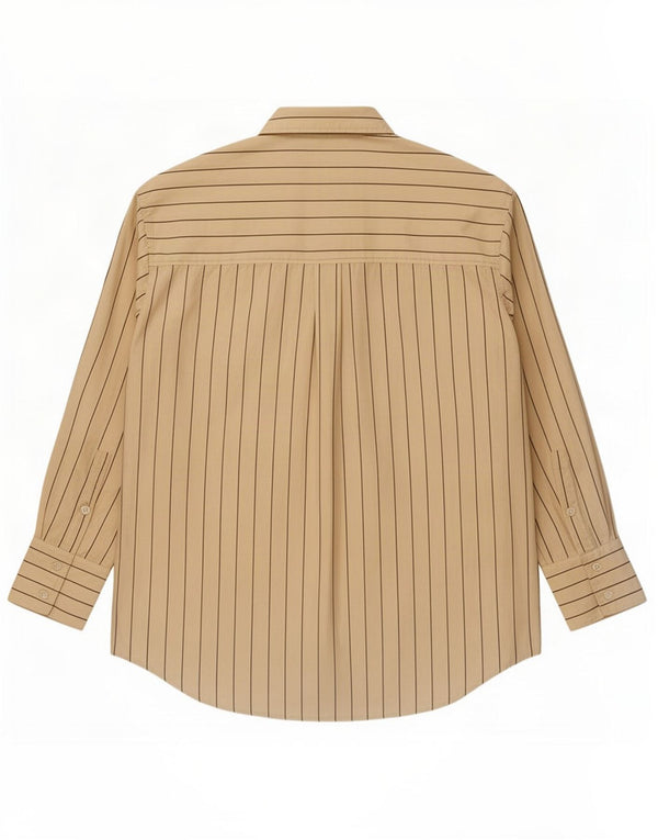 Camicia overshirt da donna Marks & Spencer UK 10 piccolo cotone gessato beige