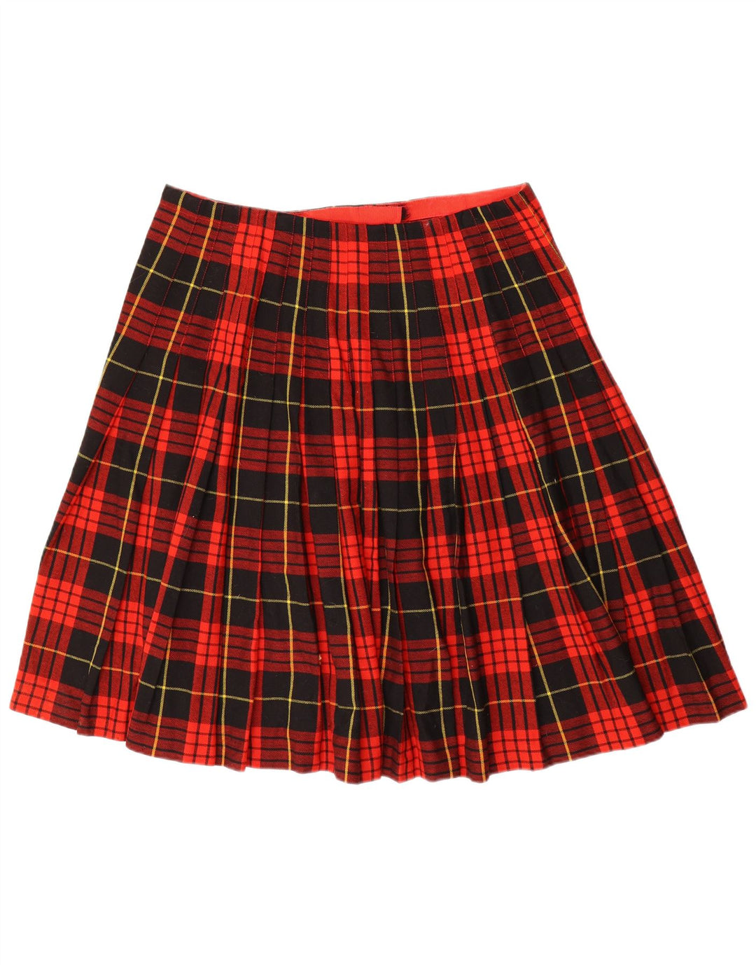 Gonna a portafoglio vintage da donna W36 XL in lana scozzese rossa