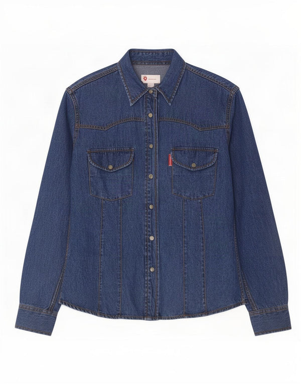 Vintage Womens Denim Shirt UK 10 Small Blue