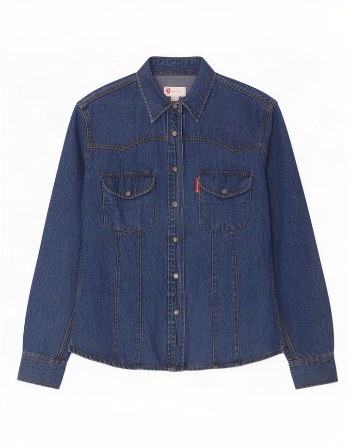 Camicia di jeans vintage da donna UK 10 piccola blu