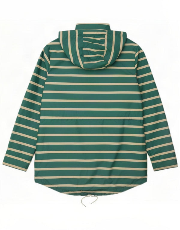 Impermeabile con cappuccio da donna Weird Fish UK 14 Large Green Striped Poliestere