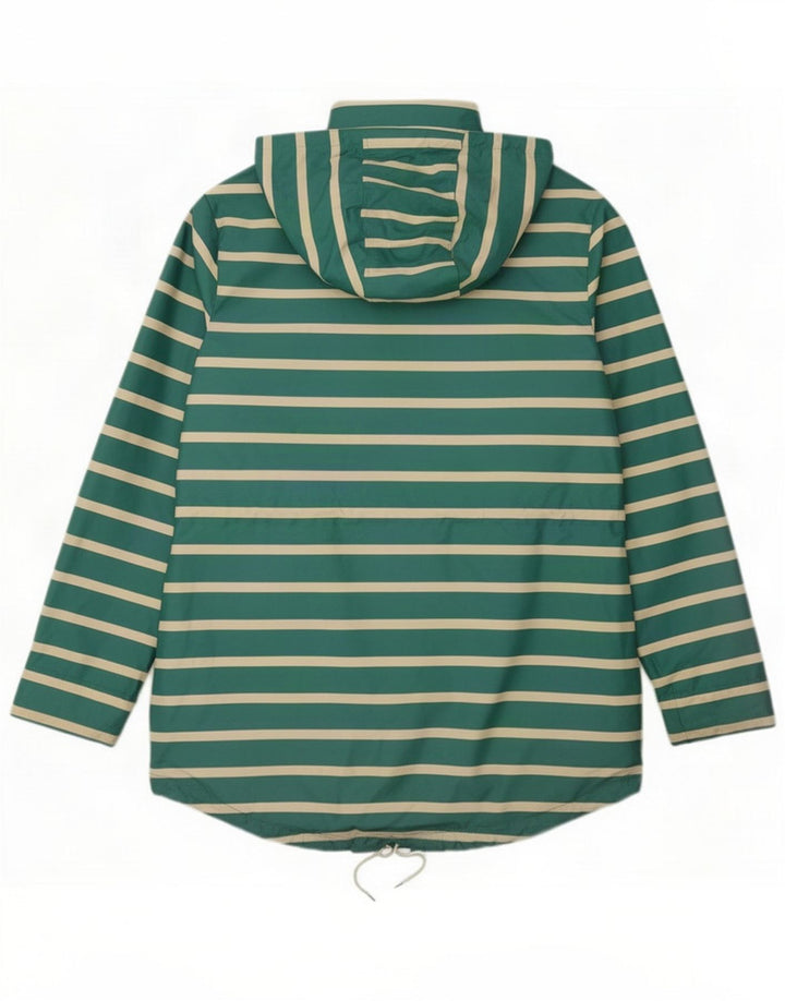 Impermeabile con cappuccio da donna Weird Fish UK 14 Large Green Striped Poliestere