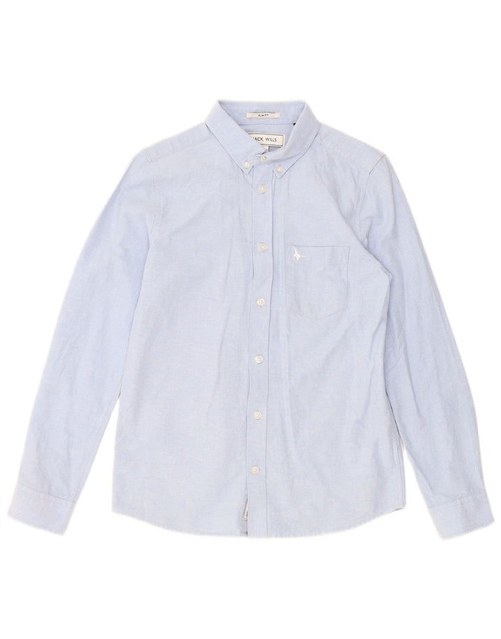 JACK WILLS Boys Slim Fit Shirt 12-13 Years Blue Cotton