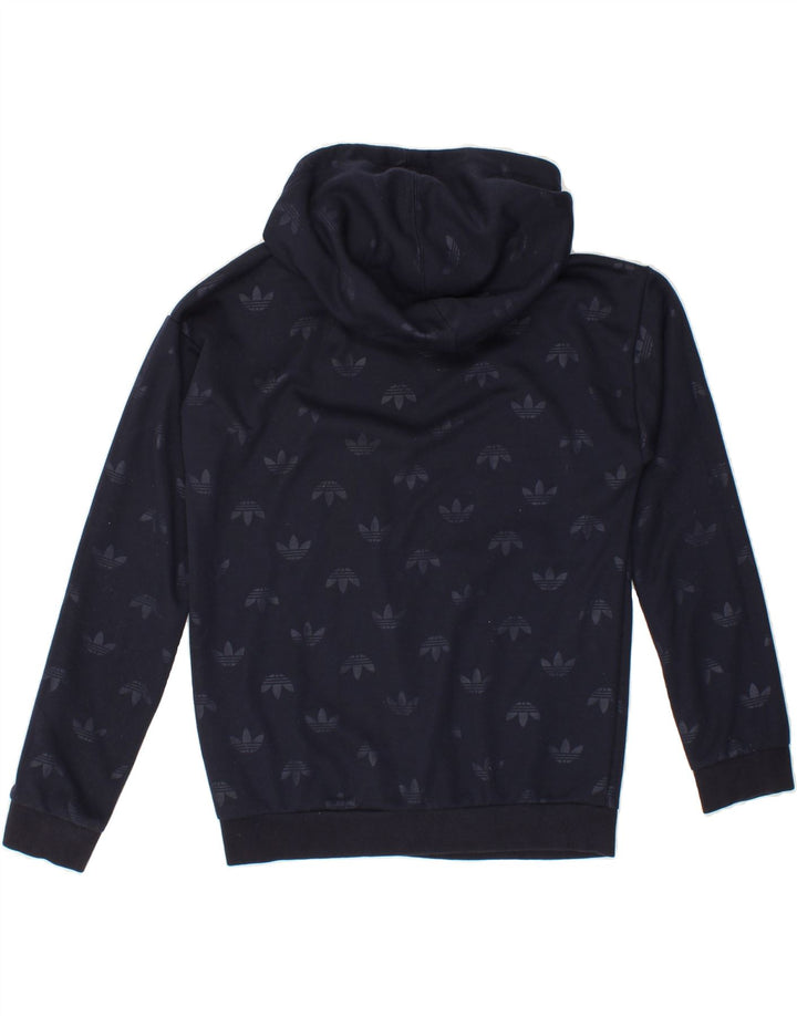 ADIDAS Womens Graphic Hoodie Jumper UK 10 Small Navy Blue Polyester Vintage Adidas and Second-Hand Adidas from Messina Hembry 