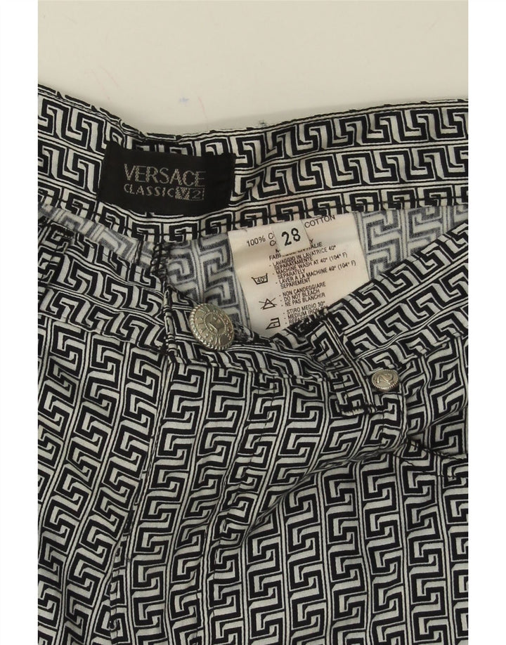 VERSACE Womens Bermuda Shorts W28 Medium Black Geometric Cotton Vintage Versace and Second-Hand Versace from Messina Hembry 