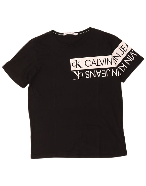 CALVIN KLEIN JEANS T-shirt grafica da uomo Top Large in cotone color block nero