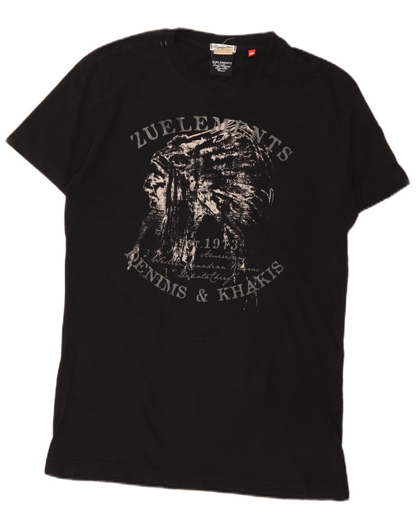 Zu Elements Mens Graphic T-Shirt Top Large Black