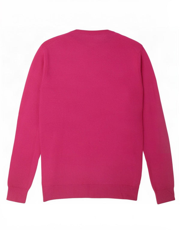 Maglione maglione girocollo da donna Benetton UK 12 Lana rosa medio