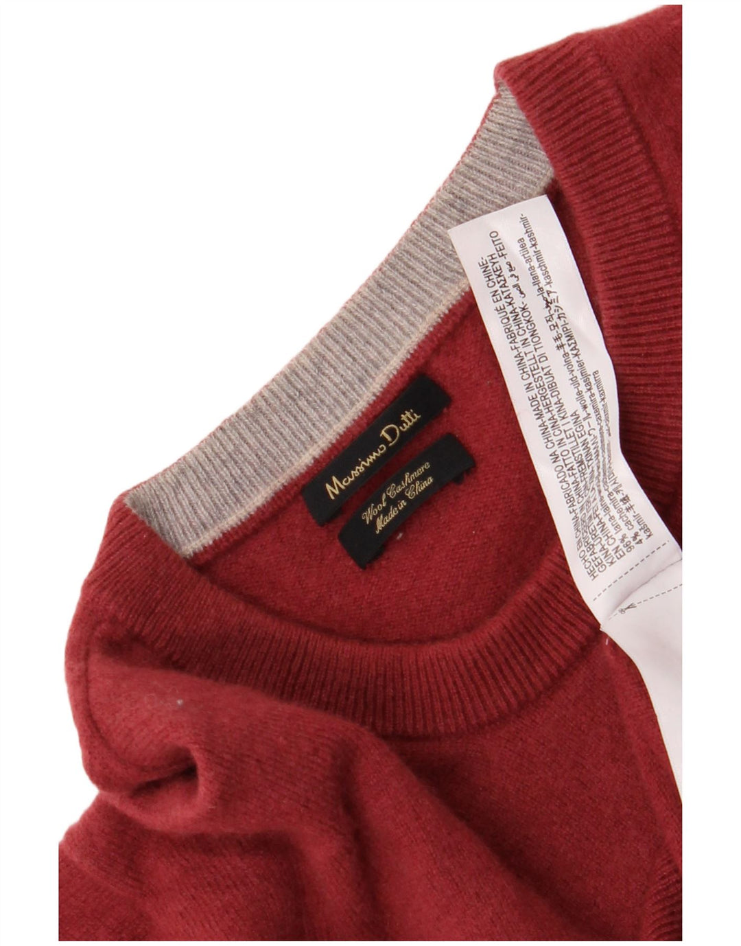 Maglione maglione girocollo da uomo Massimo Dutti XL in lana rossa
