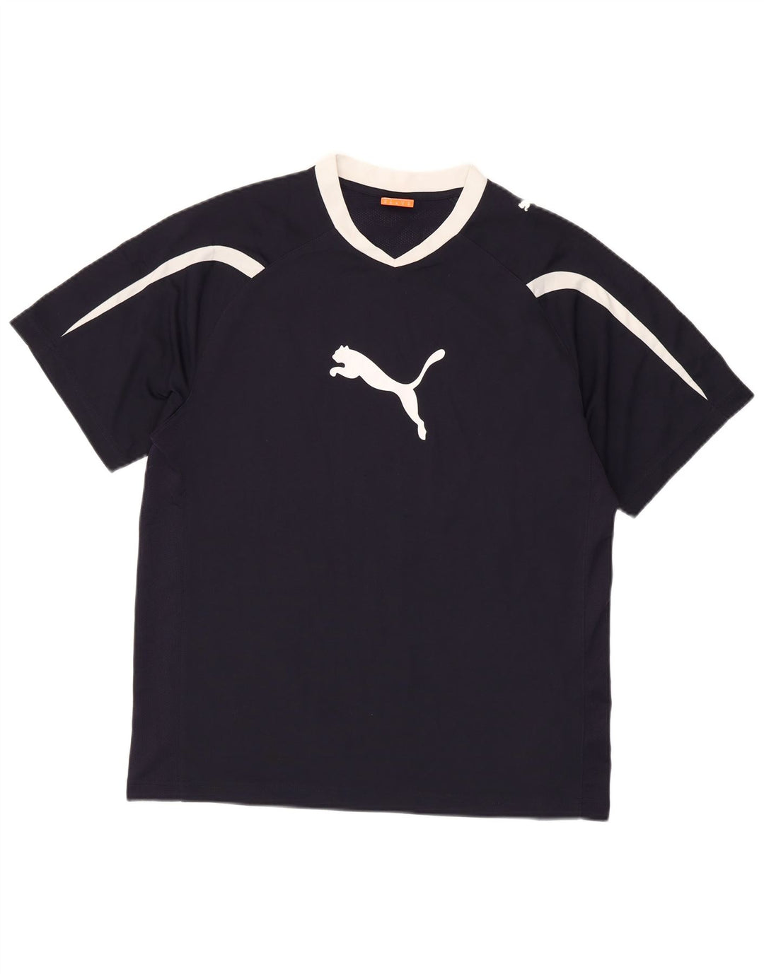 T-shirt grafica da uomo PUMA Top medio in poliestere color block blu navy