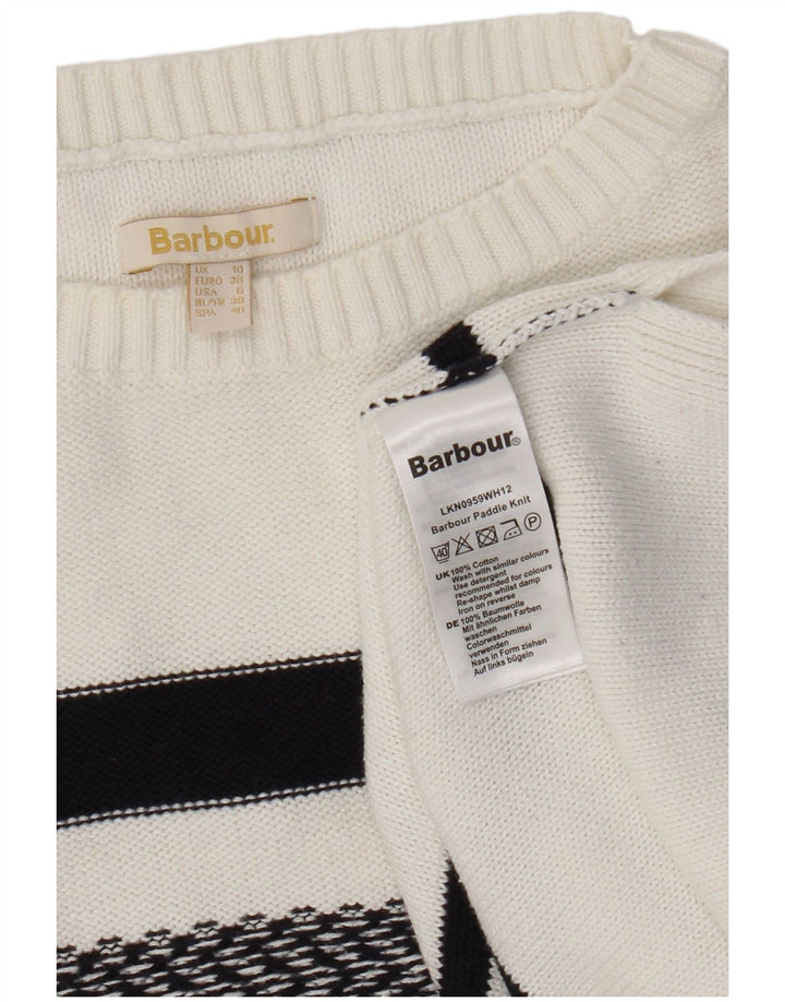 Maglione maglione oversize con scollo a barca da donna Barbour UK 10 piccolo a righe bianche