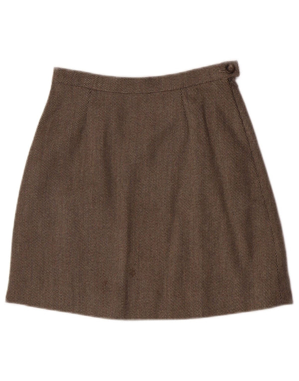 Max & Co. Womens A-Line Skirt UK 10 Small W26  Brown Pinstripe Virgin Wool