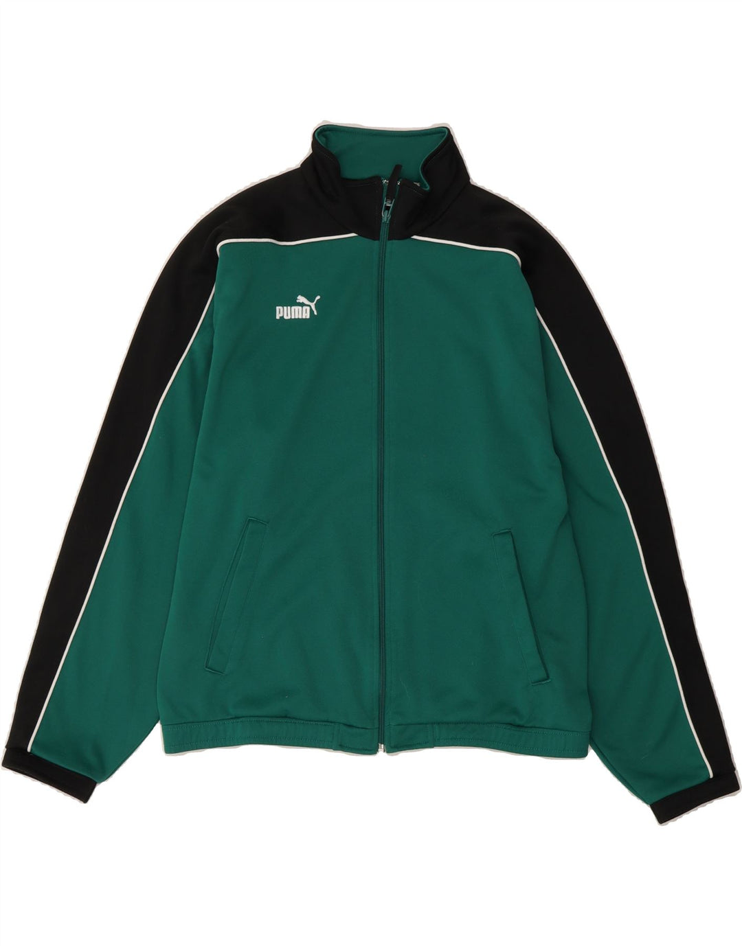PUMA Boys Tracksuit Top Jacket 15-16 Years Green Colourblock Vintage Puma and Second-Hand Puma from Messina Hembry 